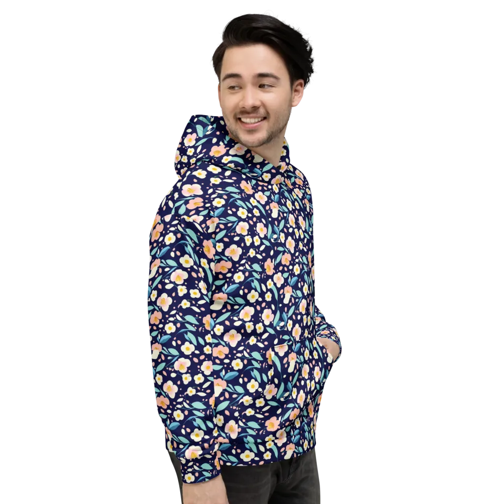 Midnight Camellia on Hoodie — Right