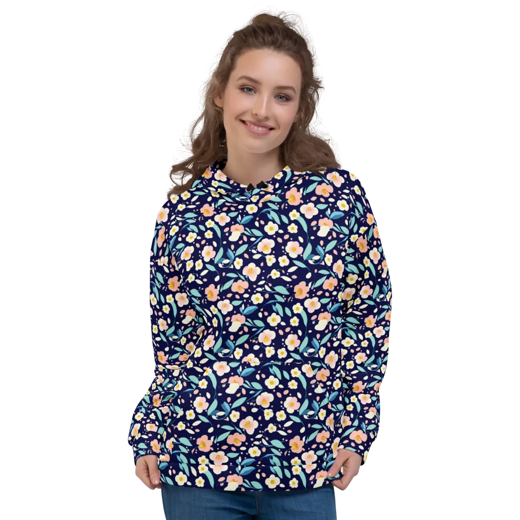 Midnight Camellia on Hoodie — Front