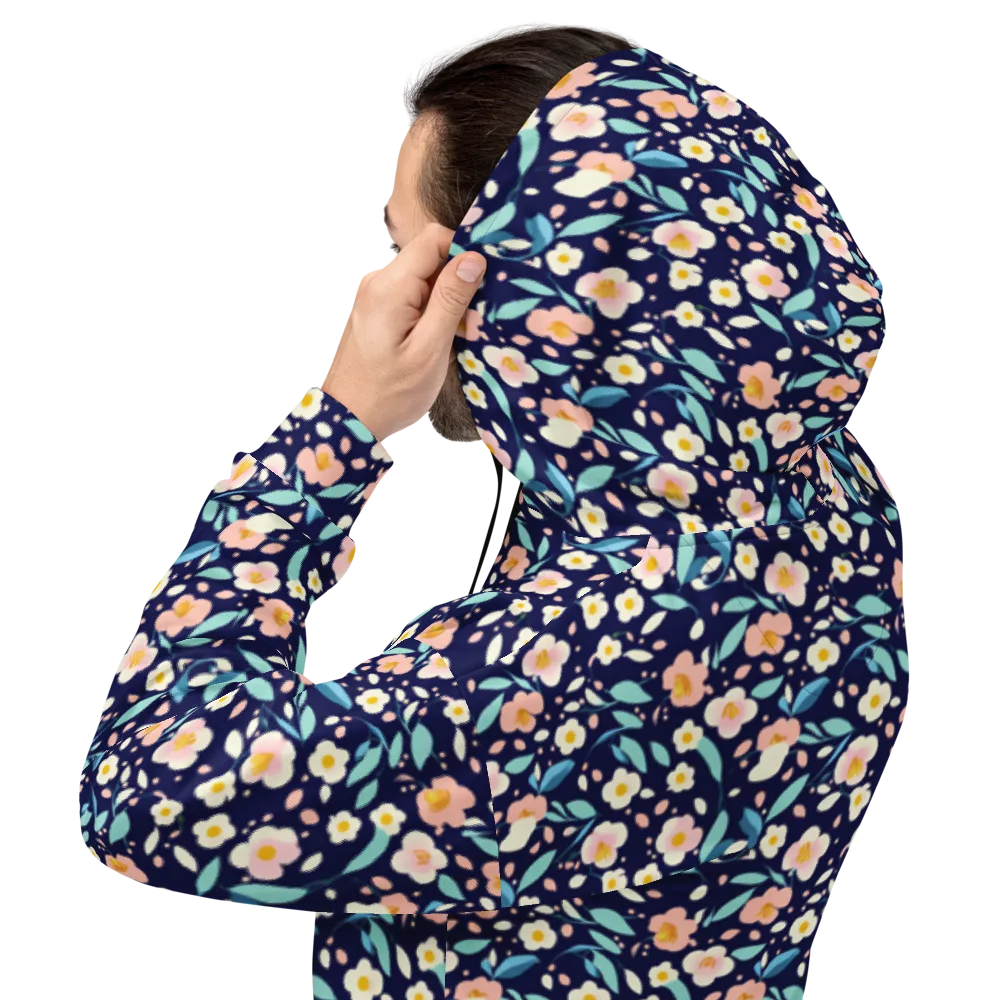 Midnight Camellia on Hoodie — Back