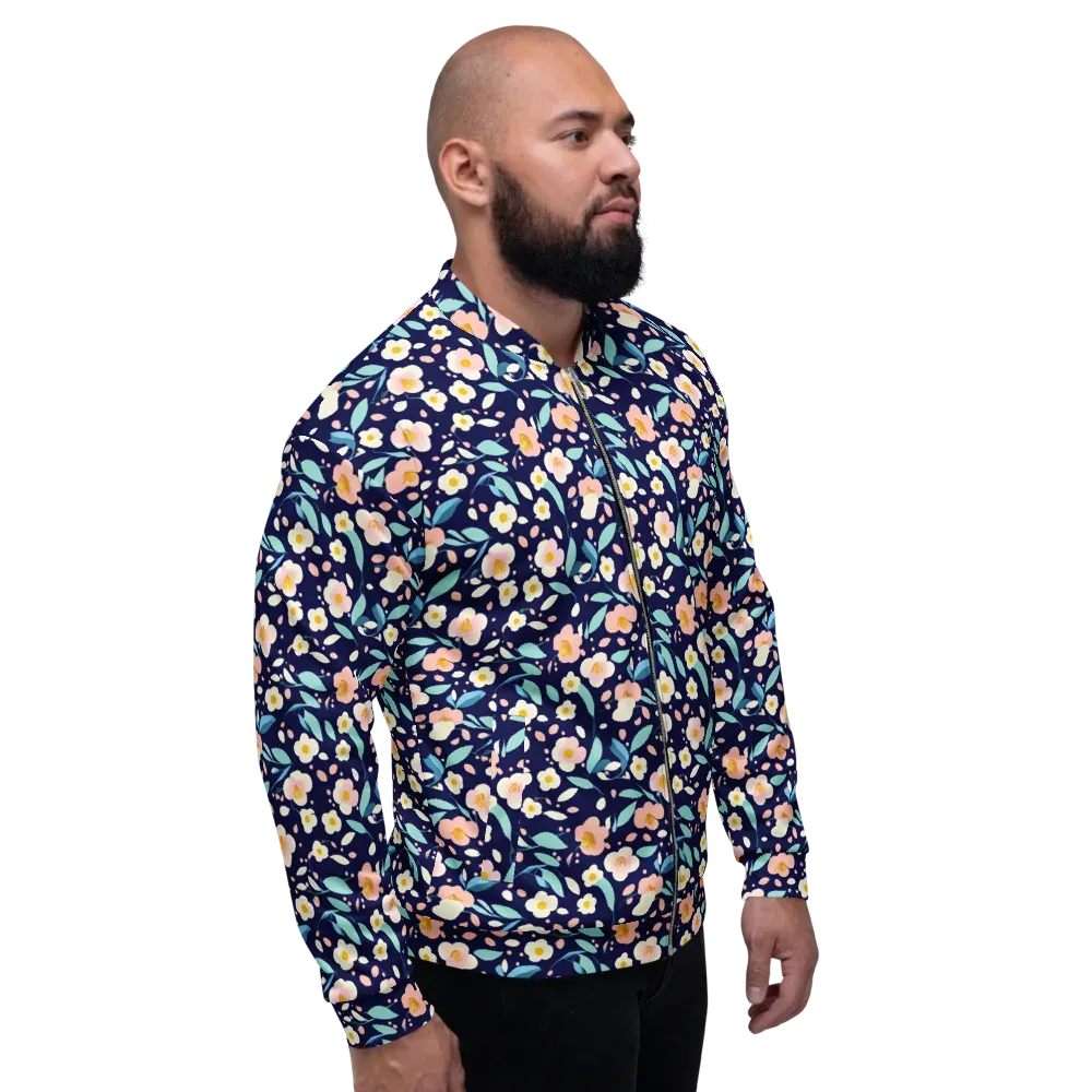 Midnight Camellia on Bomber Jacket — Right