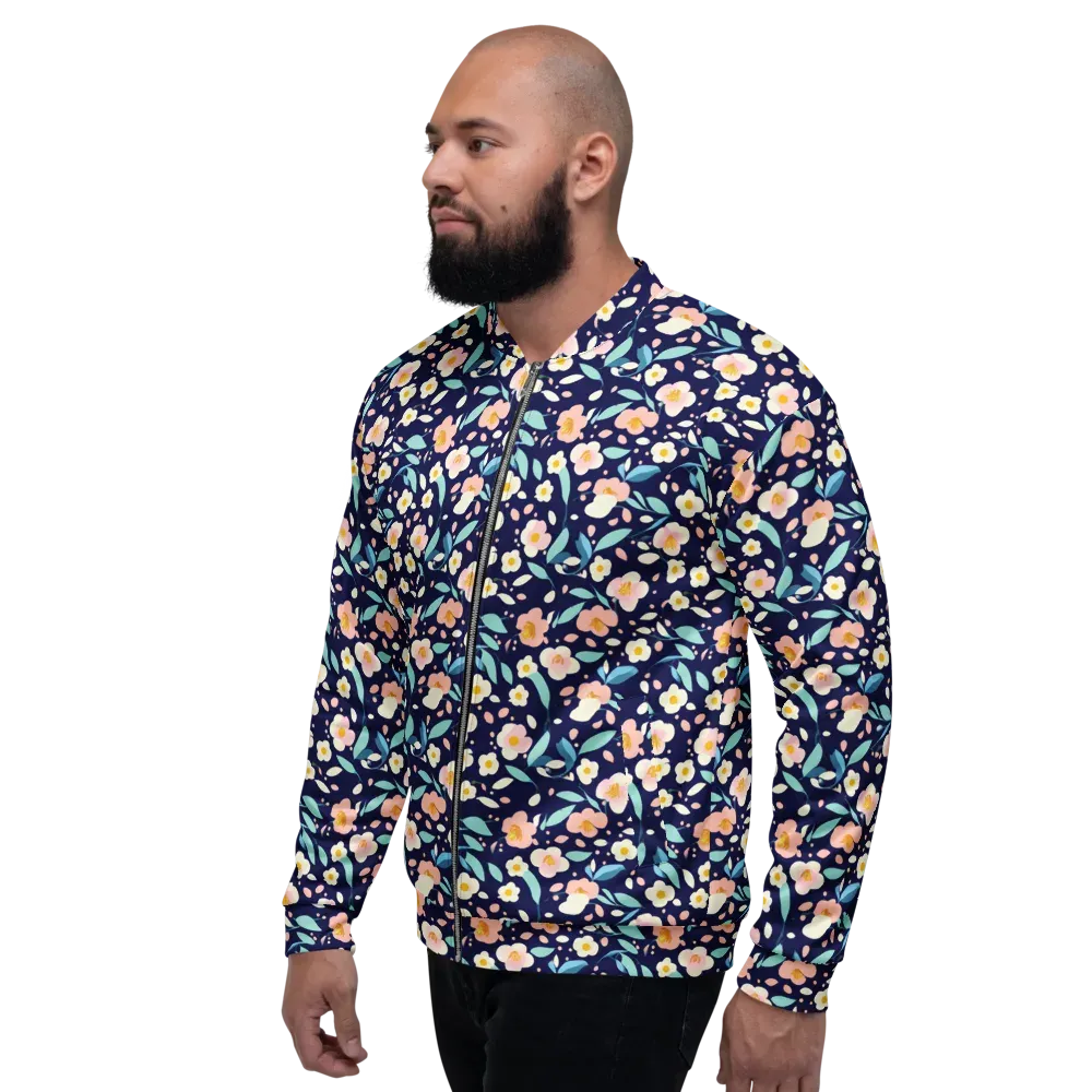 Midnight Camellia on Bomber Jacket — Left