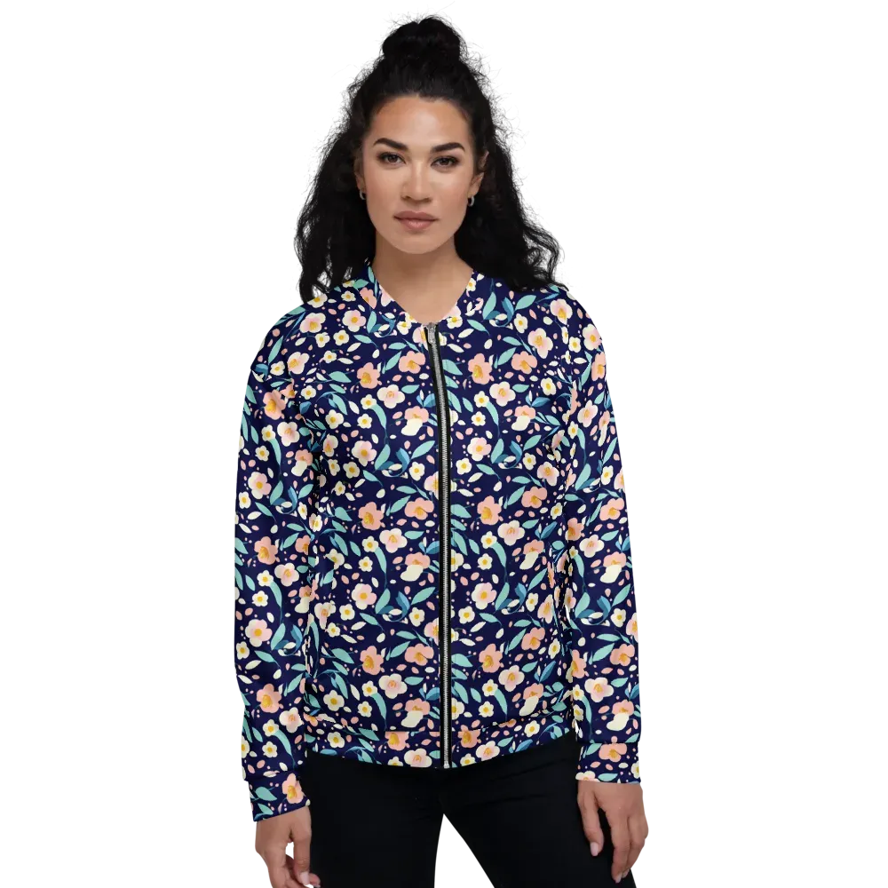 Midnight Camellia on Bomber Jacket — Front
