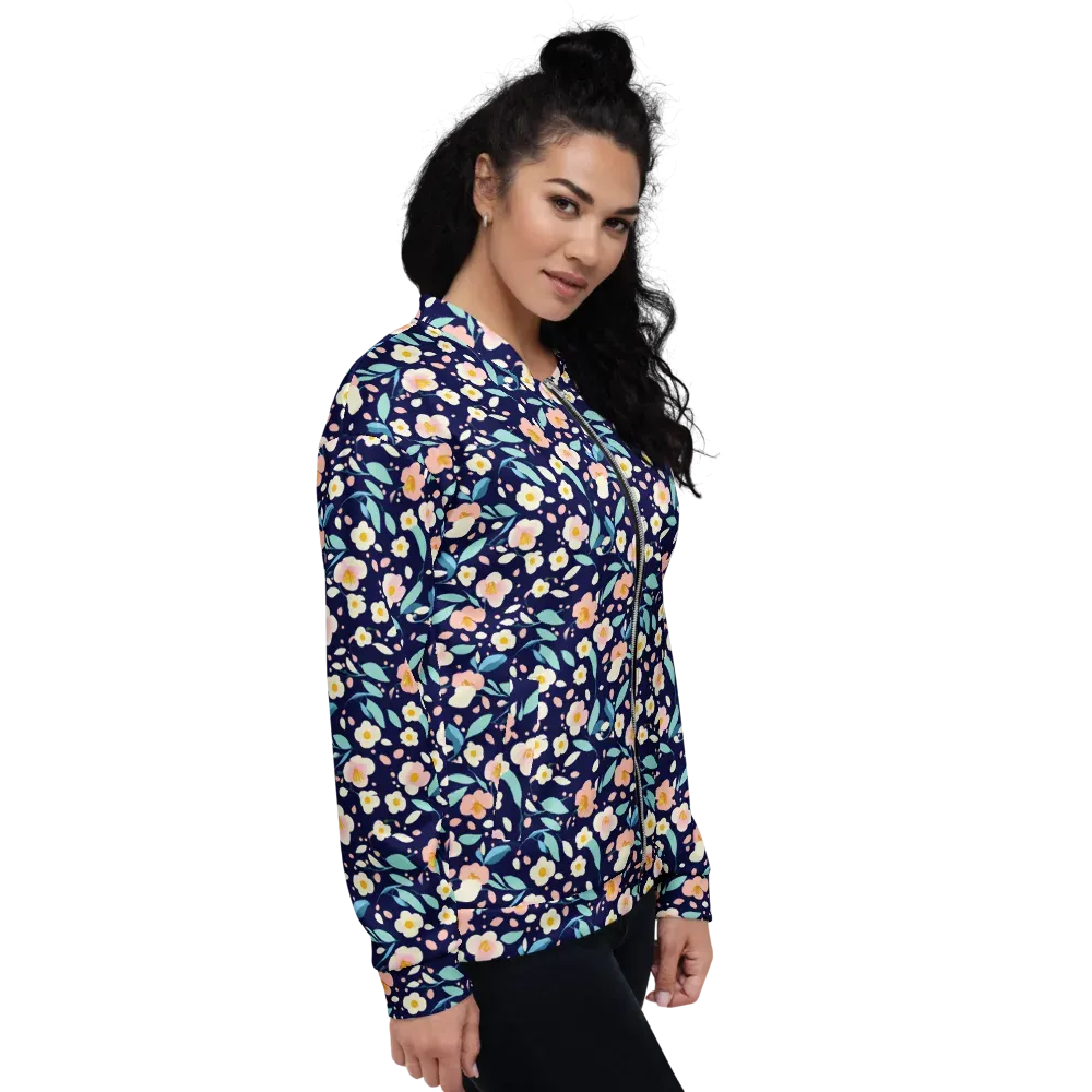 Midnight Camellia on Bomber Jacket — Right
