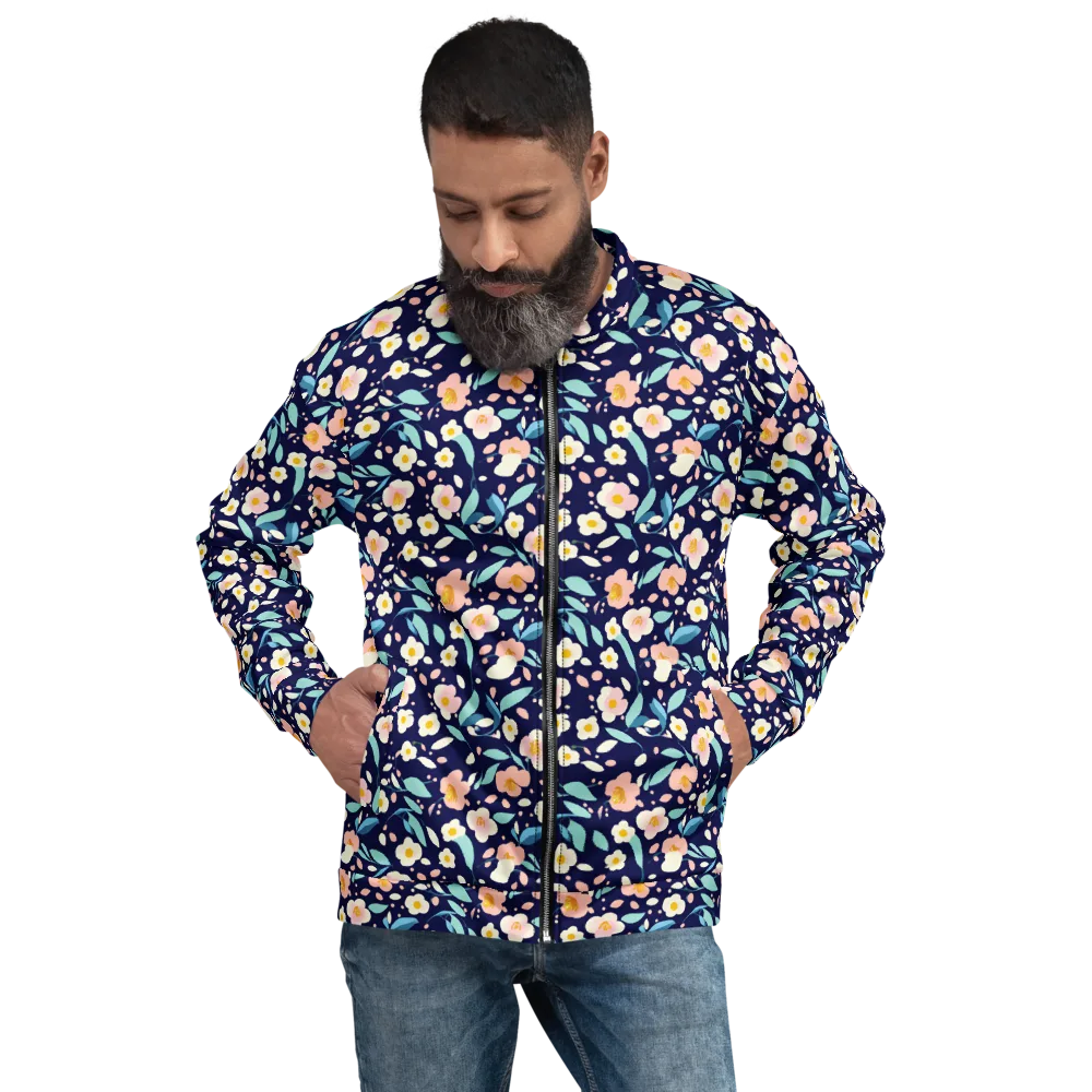 Midnight Camellia on Bomber Jacket — Front