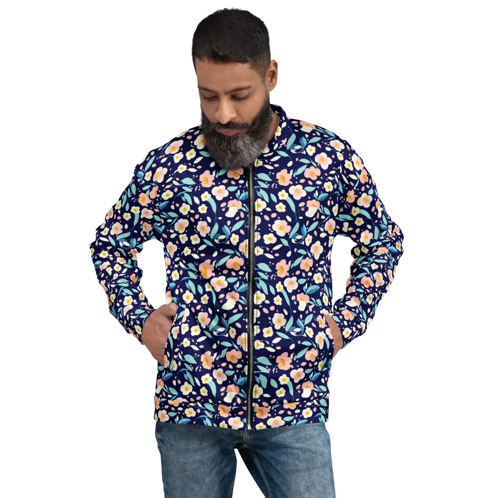 Midnight Camellia on Bomber Jacket — Front