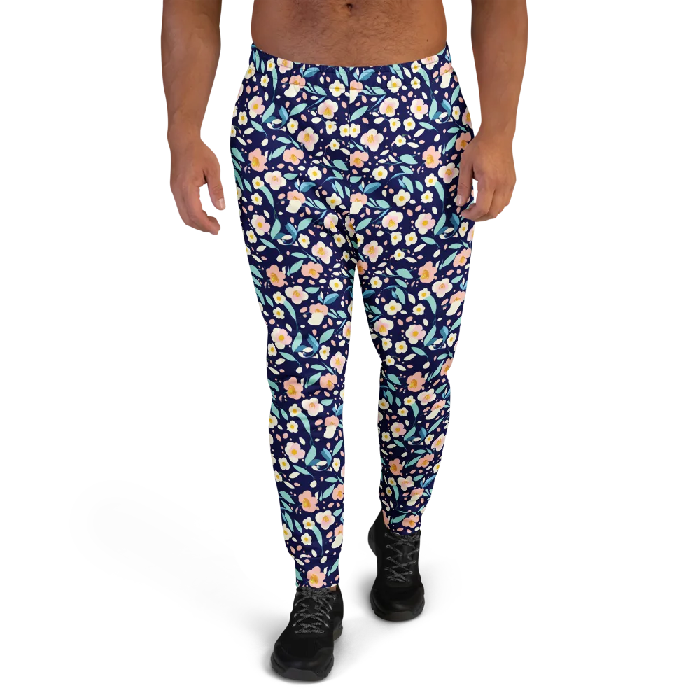 Midnight Camellia on Men's Joggers — Front