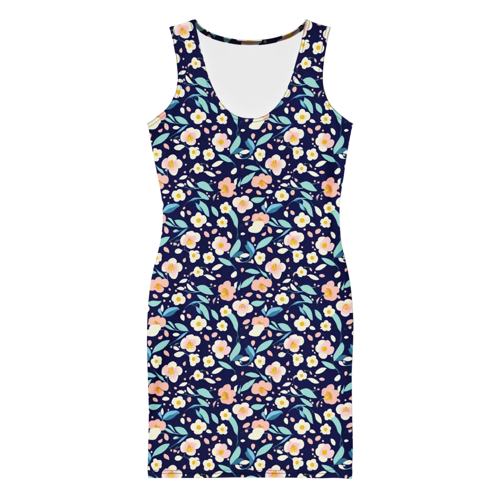 Midnight Camellia on Bodycon Dress — Front