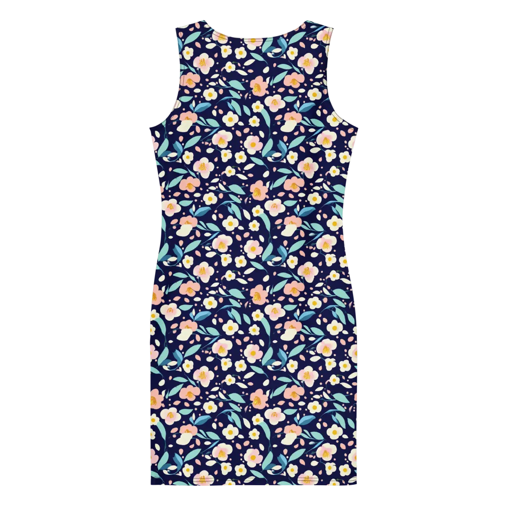Midnight Camellia on Bodycon Dress — Back