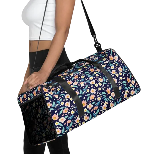 Midnight Camellia on a Duffle Bag