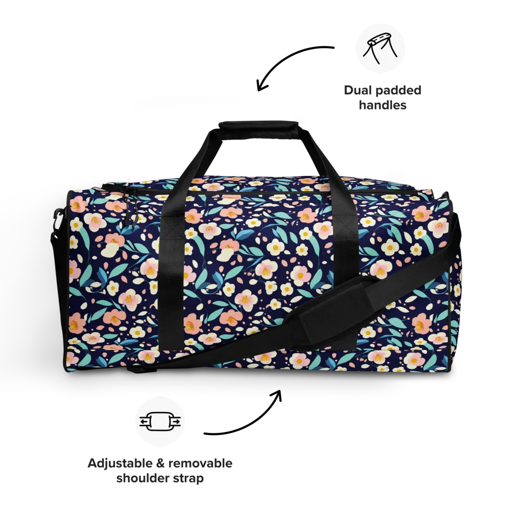 Midnight Camellia on Duffle Bag — Front