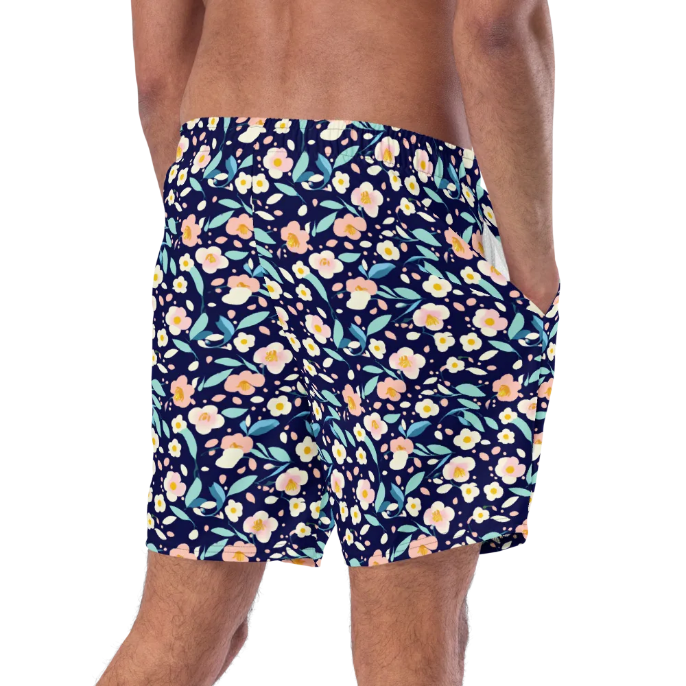Midnight Camellia on Swim Trunks — Right Back