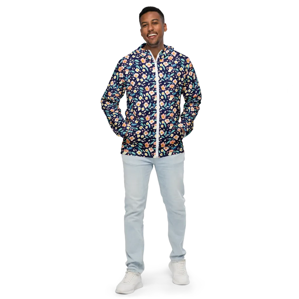 Midnight Camellia on Men's Windbreaker — Front