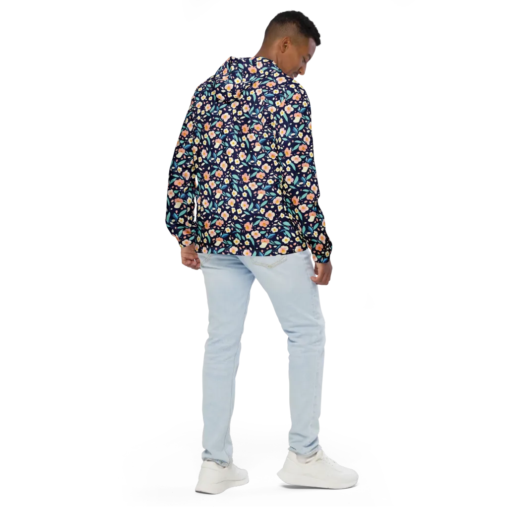 Midnight Camellia on Men's Windbreaker — Back