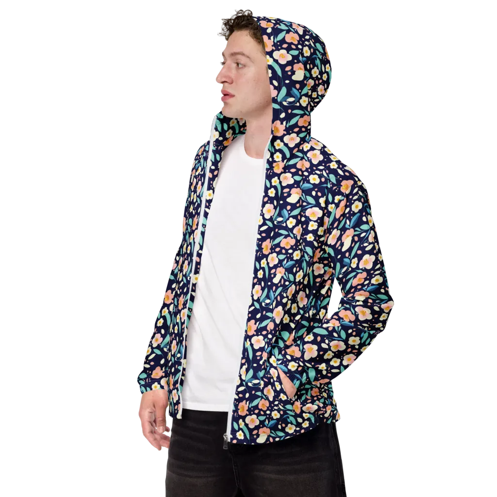 Midnight Camellia on Men's Windbreaker — Left Front