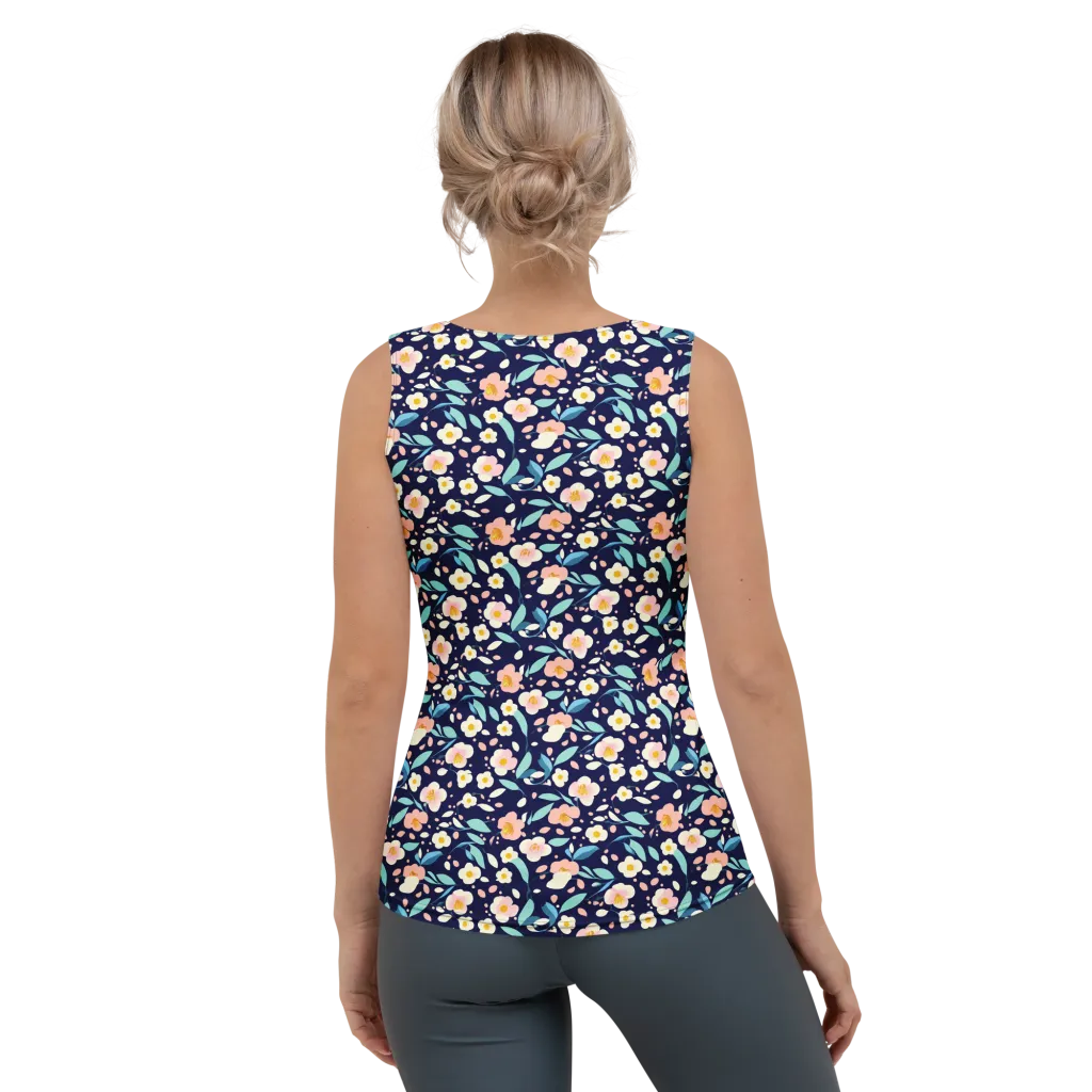 Midnight Camellia on Women's Tank Top — Back