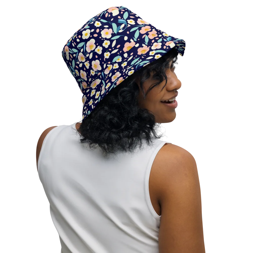 Midnight Camellia on Reversible Bucket Hat — Right Outside