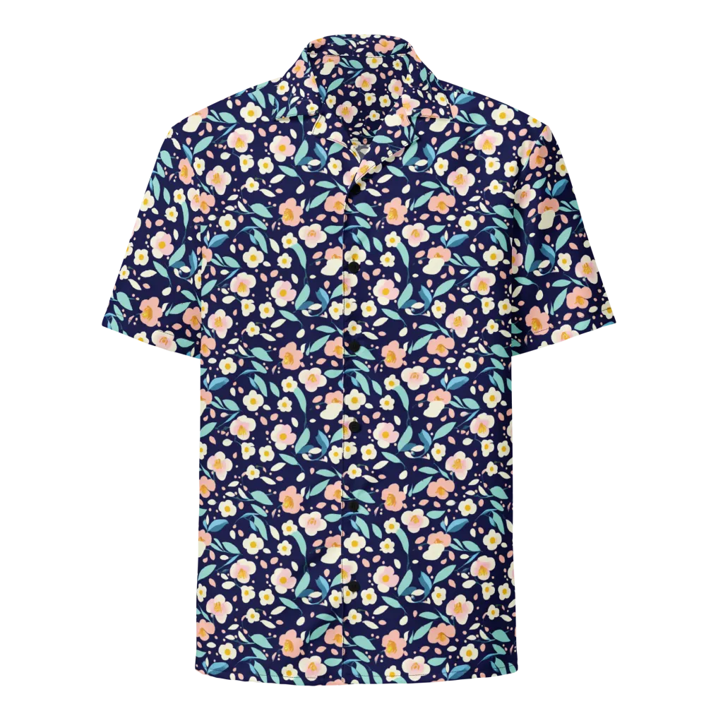 Midnight Camellia on Button Shirt — Front