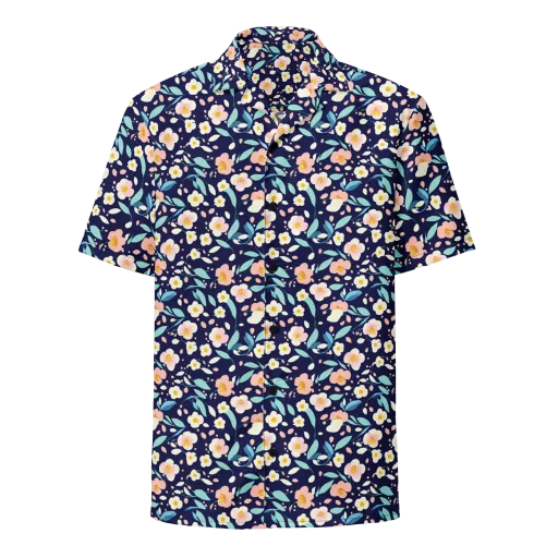 Midnight Camellia on a Button Shirt