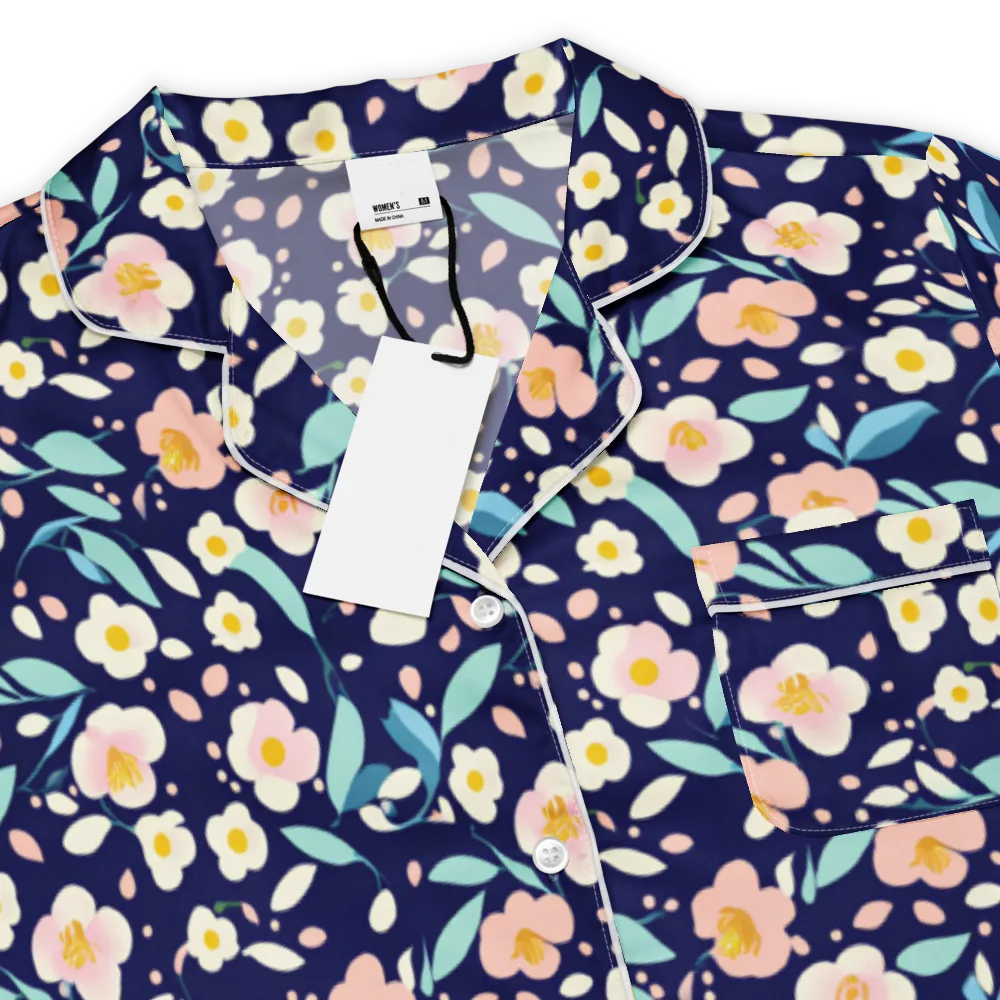 Midnight Camellia on Women's Short Sleeve Pajama Top — Product details