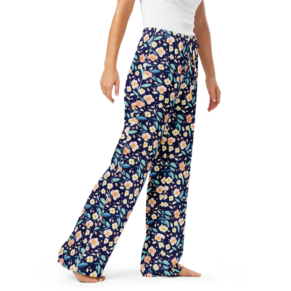 Midnight Camellia on Women's Pajama Pants — Right Front