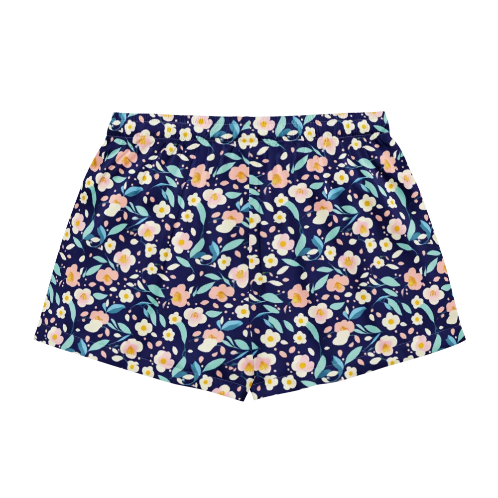 Midnight Camellia on Women's Pajama Shorts — Back
