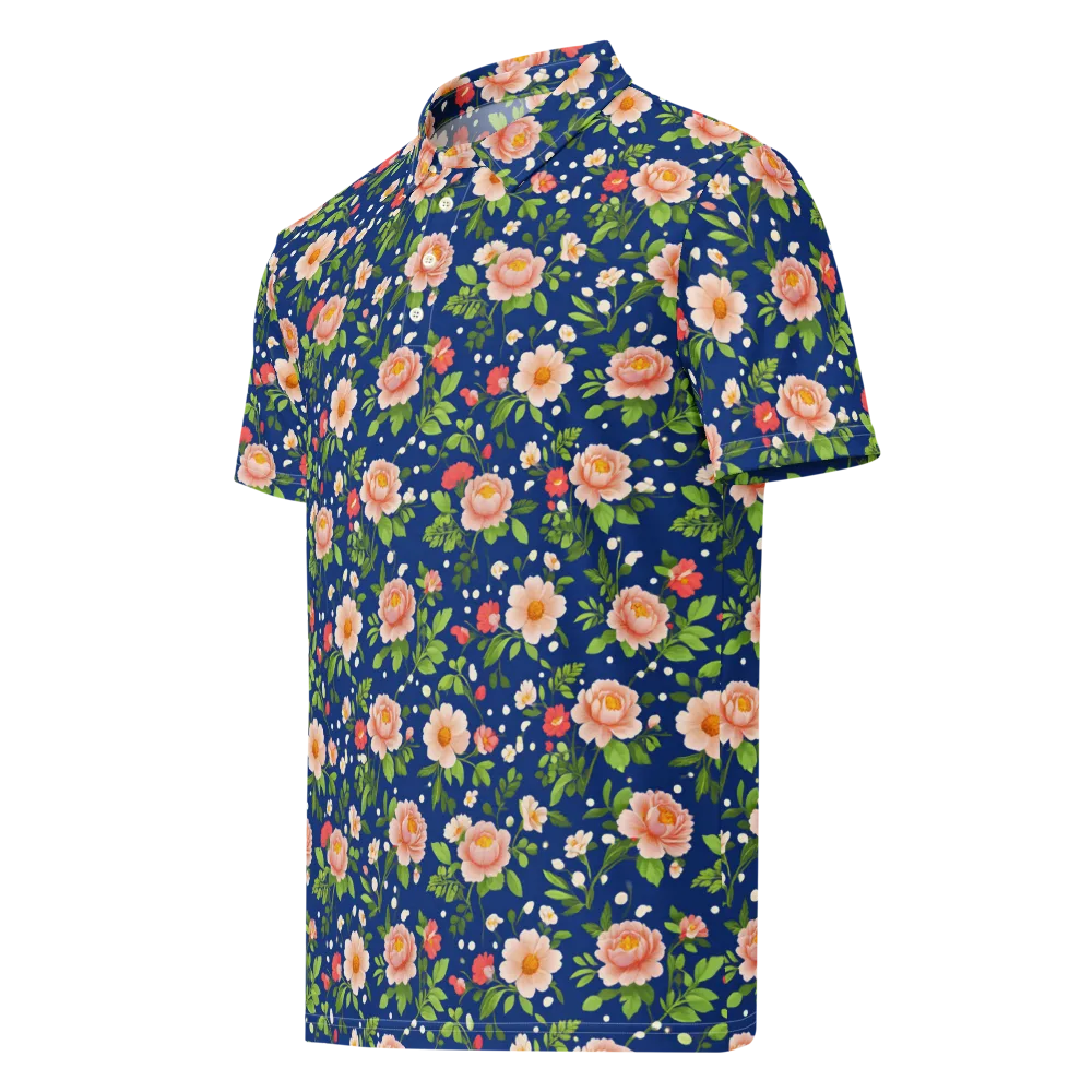 Midnight Peony on Men's Slim Fit Polo Shirt — Left Front