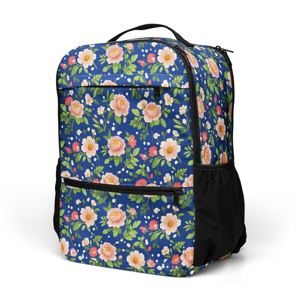 Midnight Peony on Utility Backpack — Left Front
