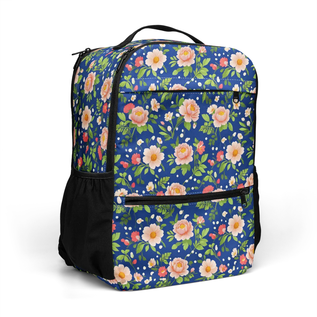 Midnight Peony on Utility Backpack — Right Front