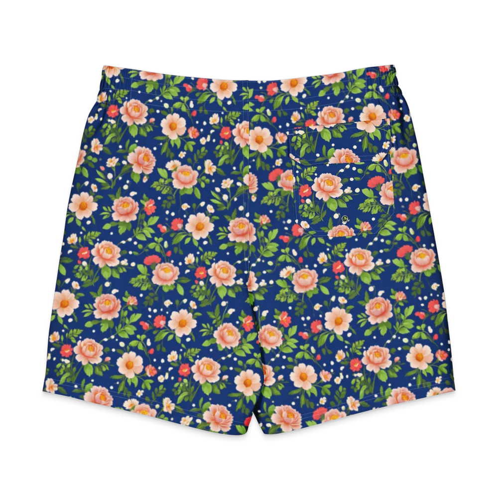 Midnight Peony on Men's Board Shorts — Back