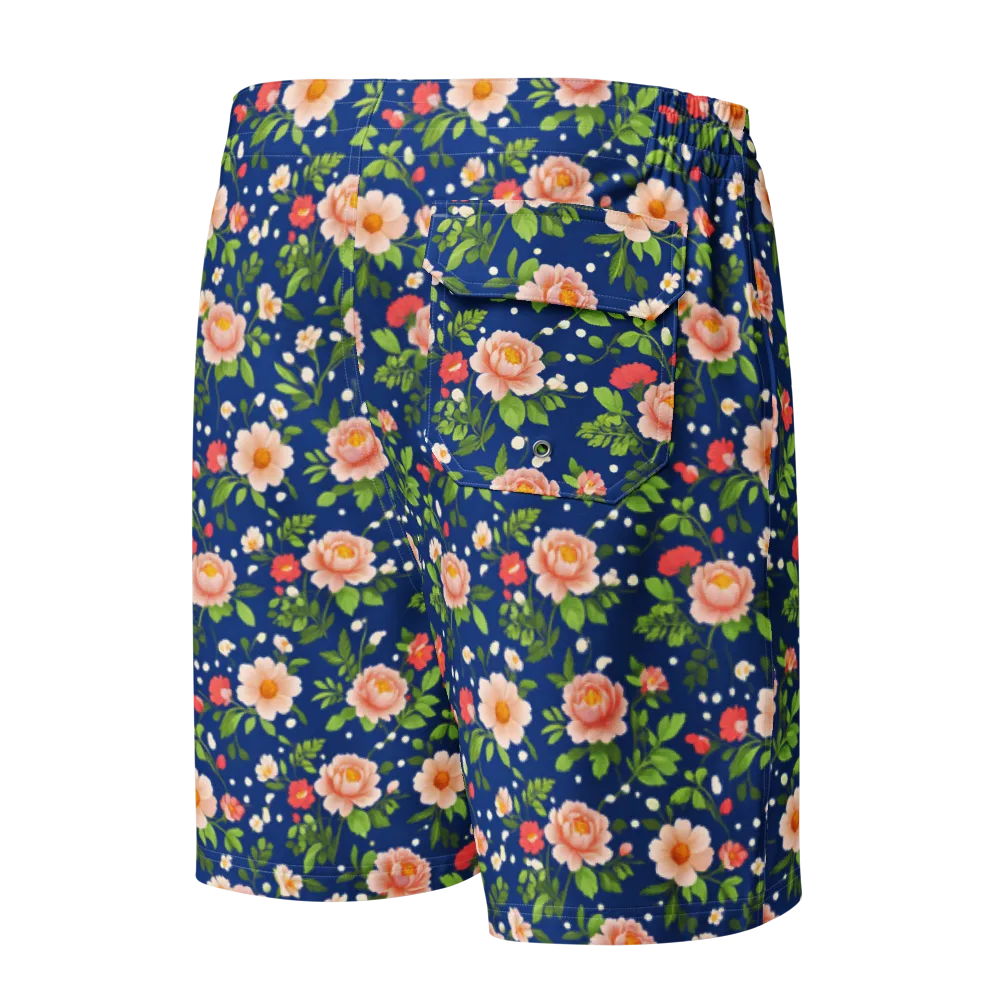 Midnight Peony on Men's Board Shorts — Back