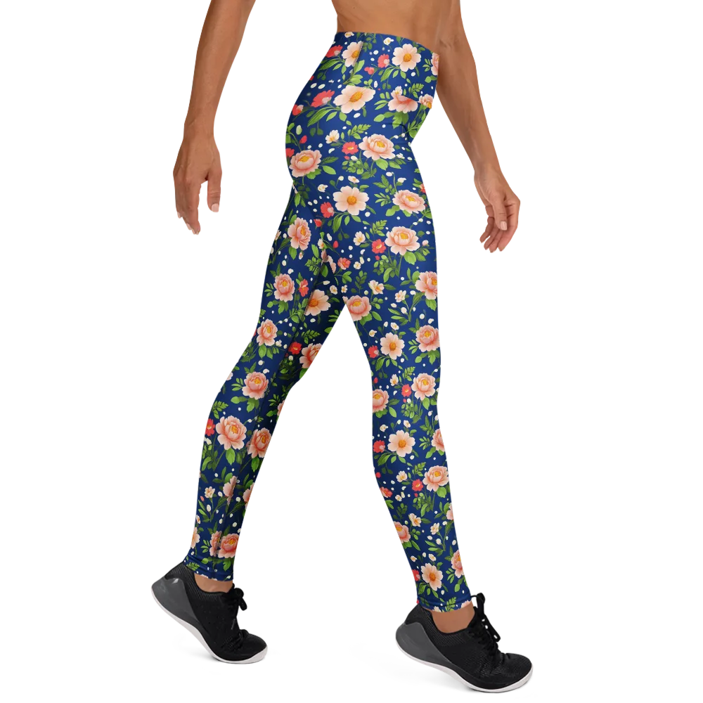 Midnight Peony on Yoga Leggings — Right