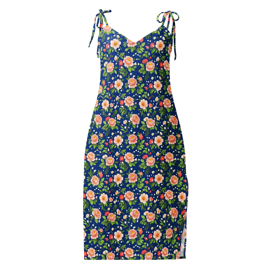 Midnight Peony on Slip Dress — Front