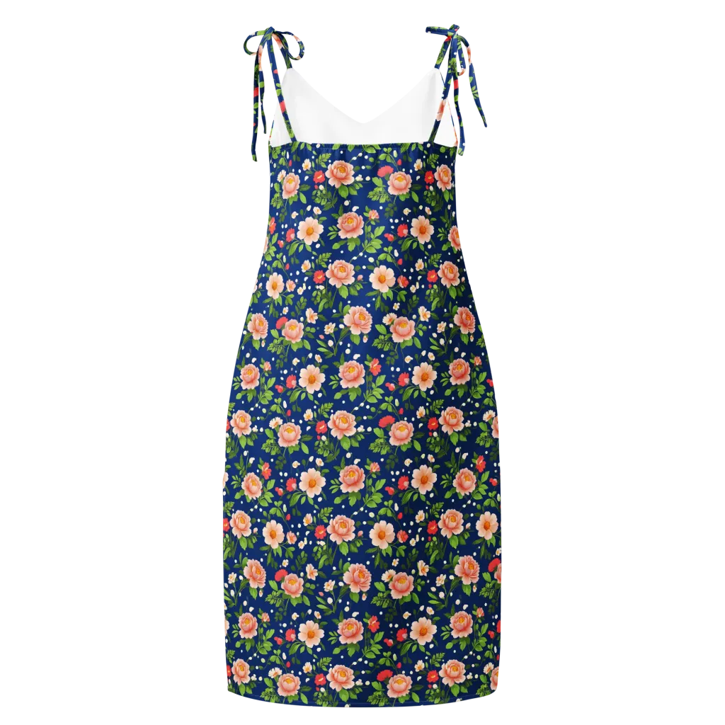 Midnight Peony on Slip Dress — Back