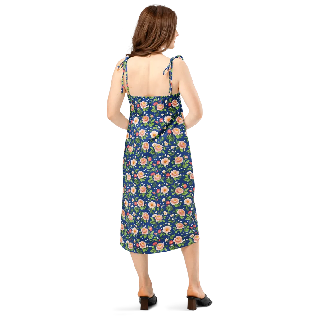 Midnight Peony on Slip Dress — Back