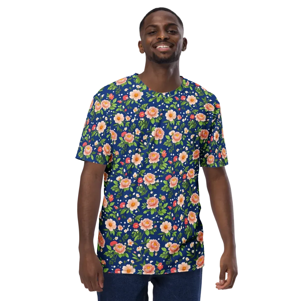 Midnight Peony on Men's Crew Neck T-Shirt — Front