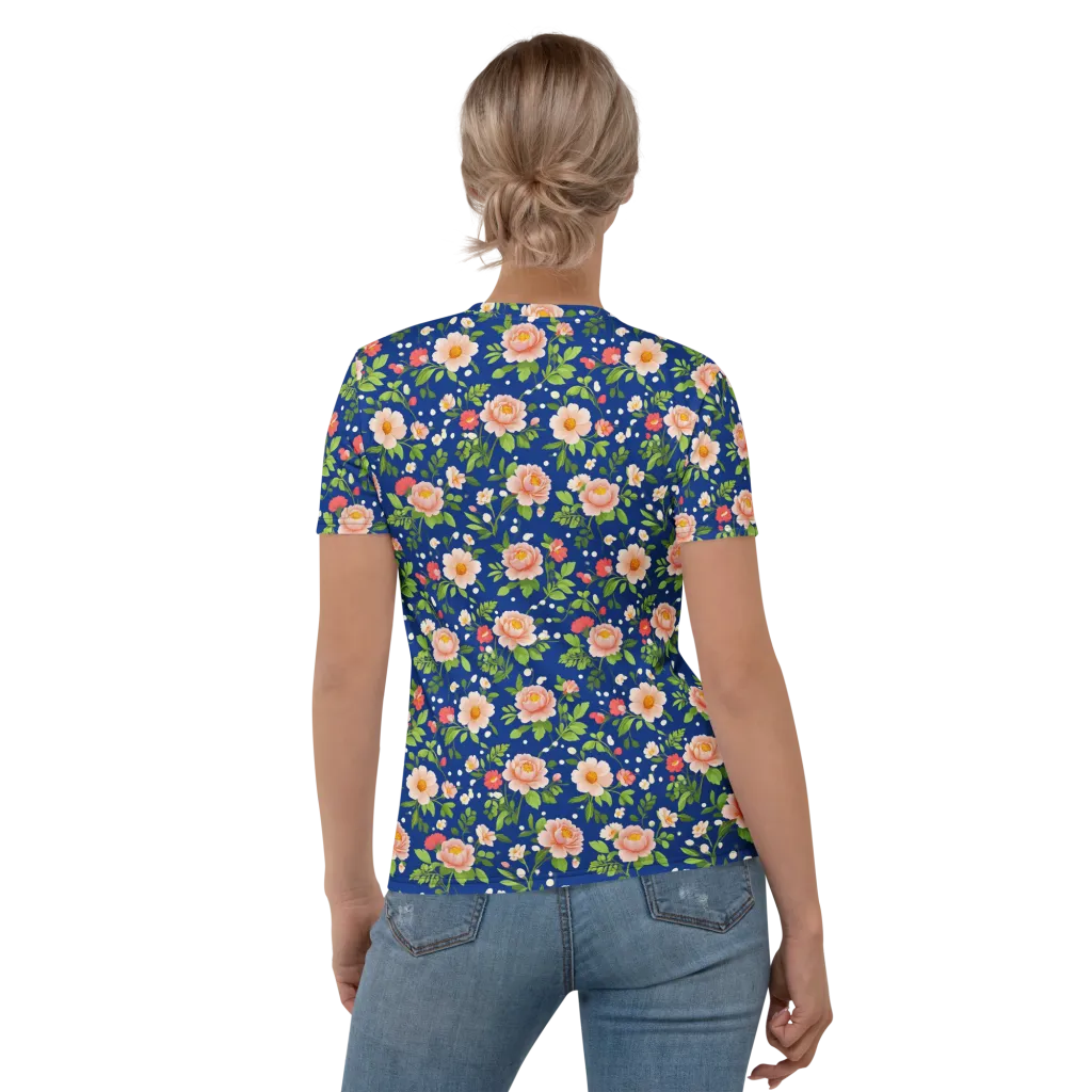Midnight Peony on Women's Crew Neck T-Shirt — Back