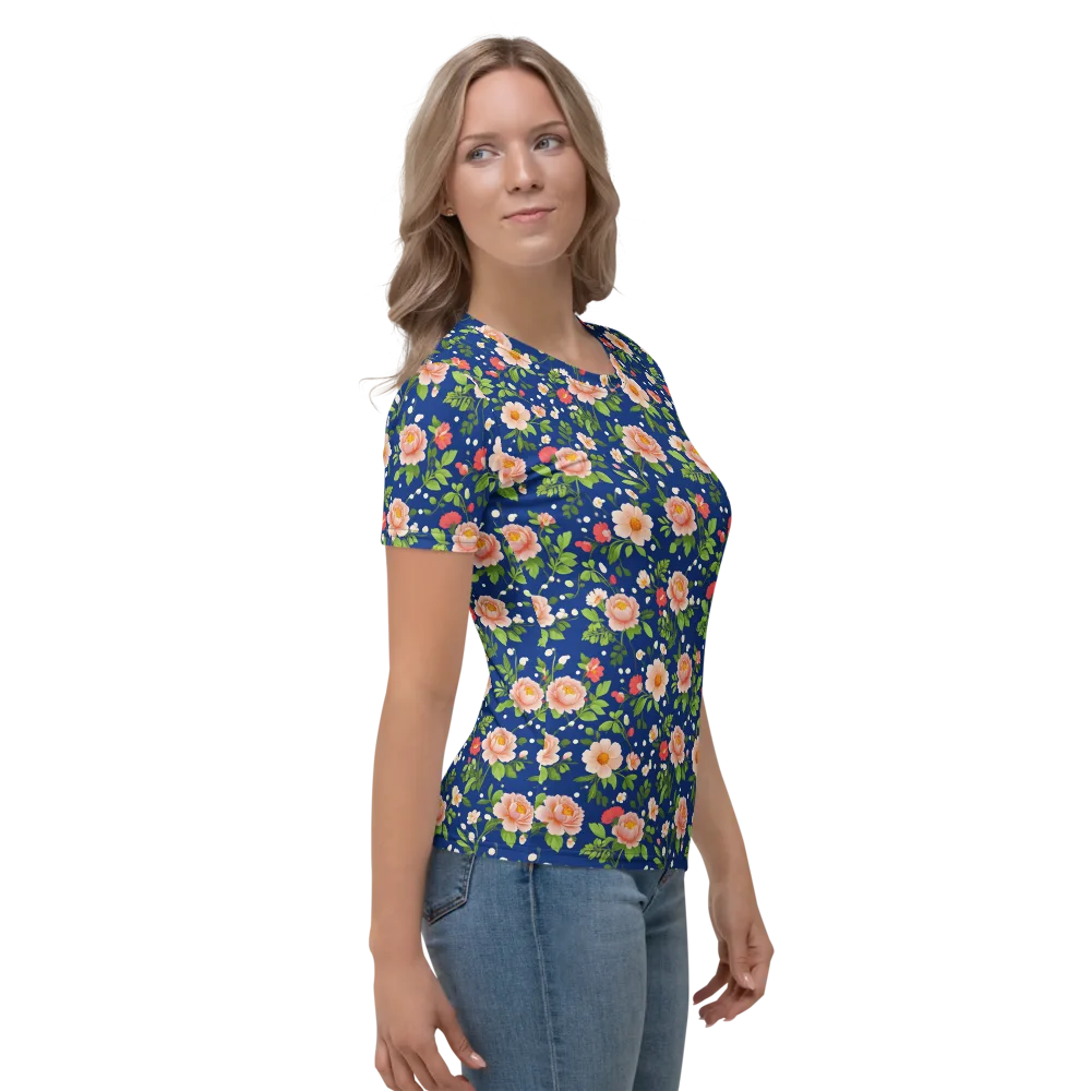Midnight Peony on Women's Crew Neck T-Shirt — Right