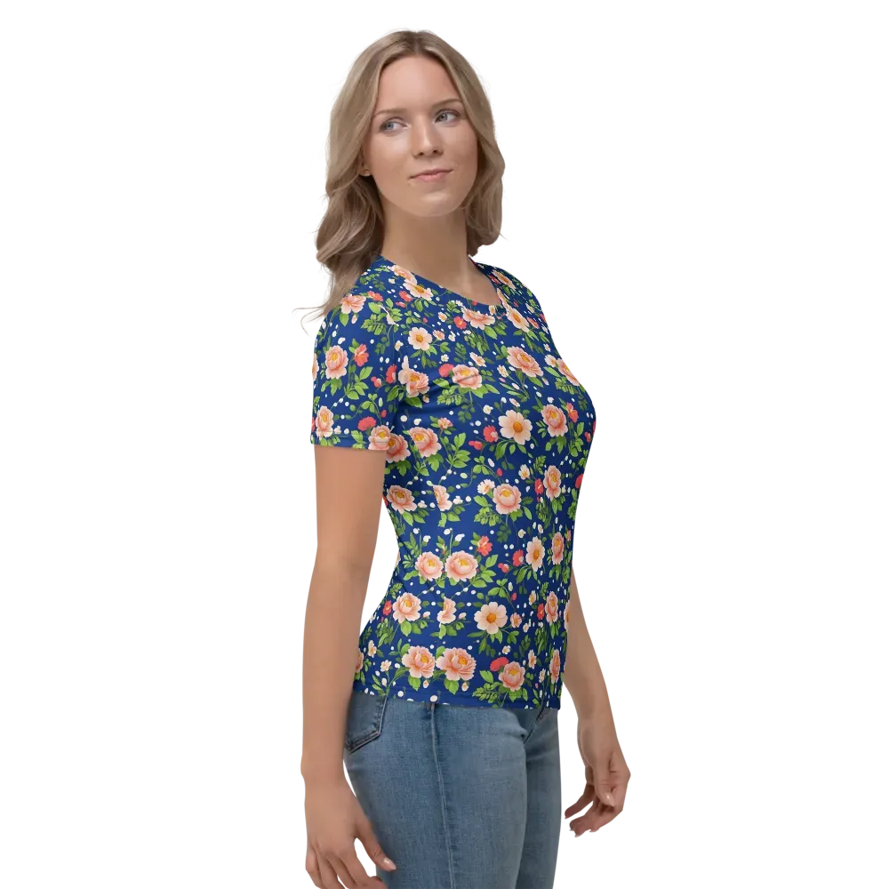 Midnight Peony on Women's Crew Neck T-Shirt — Right