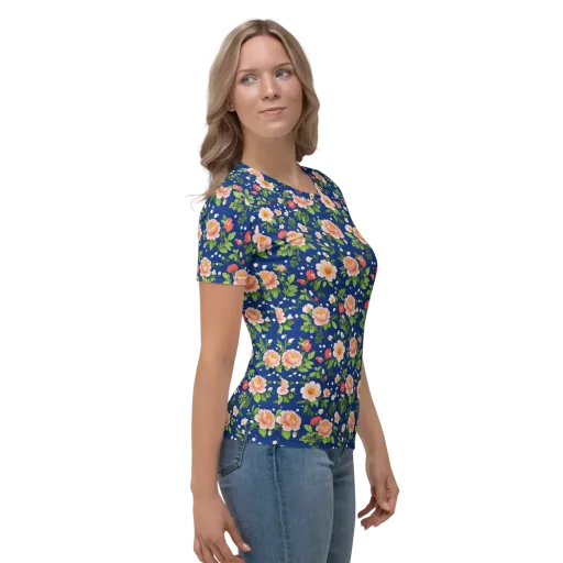 Midnight Peony on a Women's Crew Neck T-Shirt