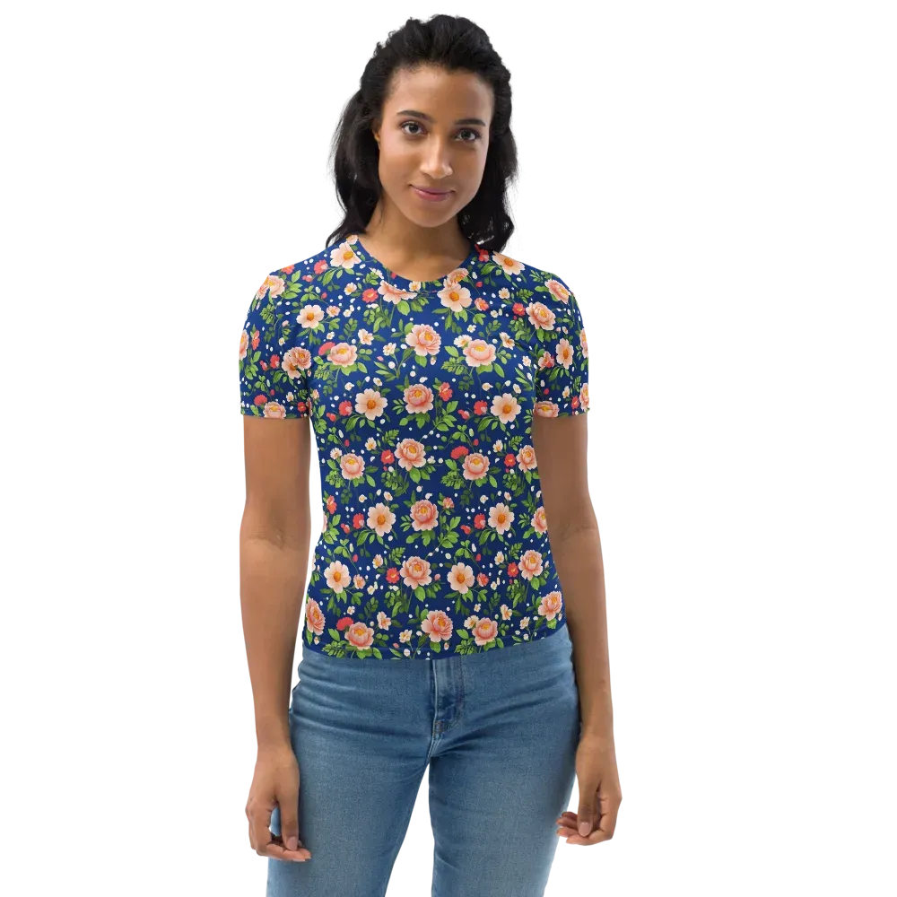 Midnight Peony on Women's Crew Neck T-Shirt — Front