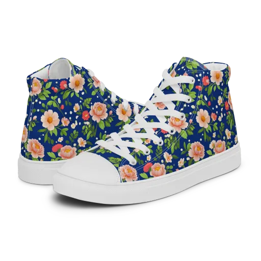 Midnight Peony on a Women's High Top Canvas Shoes