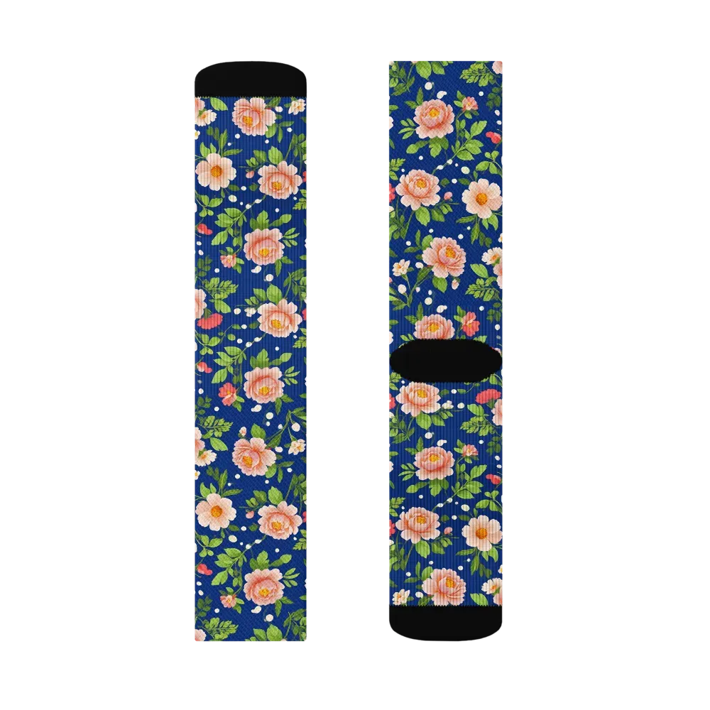 Midnight Peony on Socks — Right Sock