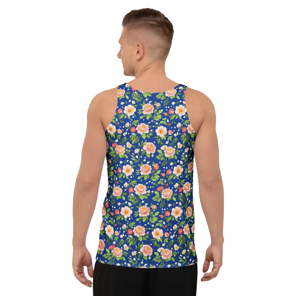 Midnight Peony on Men's Tank Top — Back