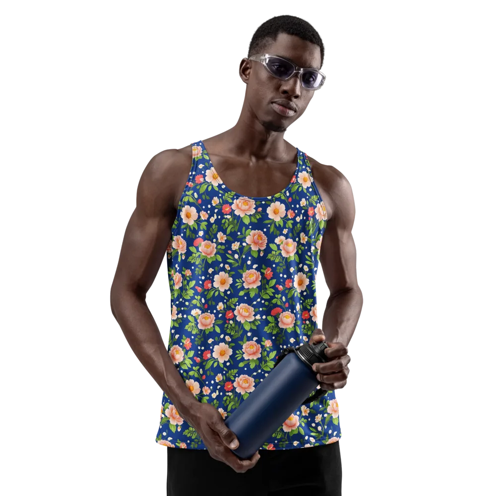 Midnight Peony on Men's Tank Top — Front