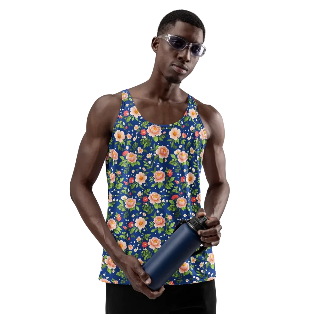 Midnight Peony on Men's Tank Top — Front