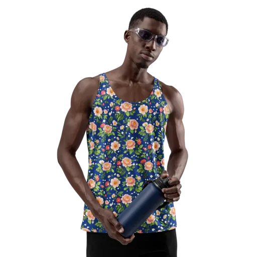 Midnight Peony on a Men's Tank Top