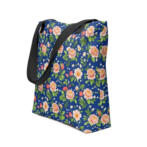 Midnight Peony on a Tote Bag