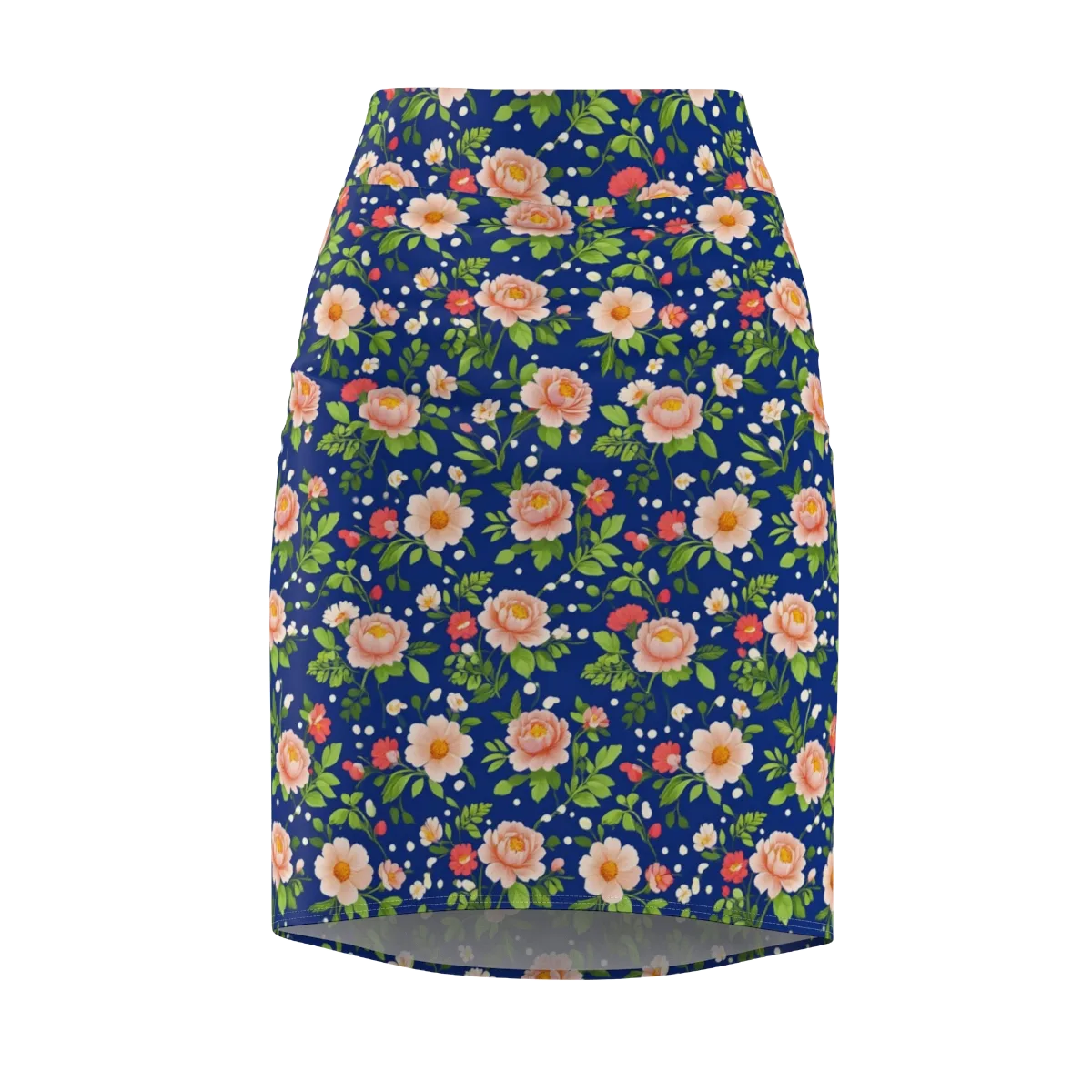 Midnight Peony on Pencil Skirt — Front