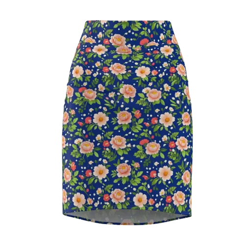 Midnight Peony on a Pencil Skirt