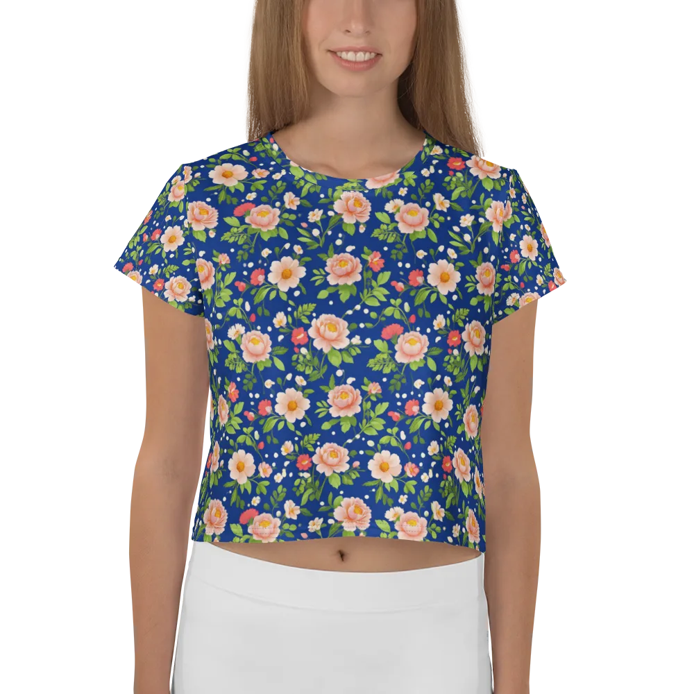 Midnight Peony on Crop Tee — Front